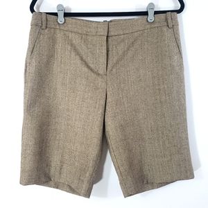 BCBG MAXAZRIA Meg mid rise wool Bermuda long walking shorts